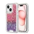 thumbnail image 6 of For Apple iPhone 16 Pro (6.3") Epoxy Bling Glitter Sparkly 3in1 Shockproof Transparent Hybrid Shockproof Full Body PC Bumper Cover ,Xpm Phone Case [ Hot Pink + Purple ], 6 of 6