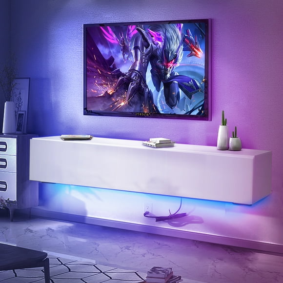 White Floating Tv Shelf