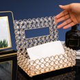 thumbnail image 4 of Manta Crystal Tissue Box Cover Rectangle Golden Bling Tissue Holder Decorative, 4 of 8