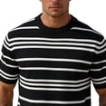thumbnail image 3 of Maean Mens Short Sleeve Sweaters Ribbed Knit Basic Casual Fashion Crewneck Striped Summer Clothes, 3 of 4
