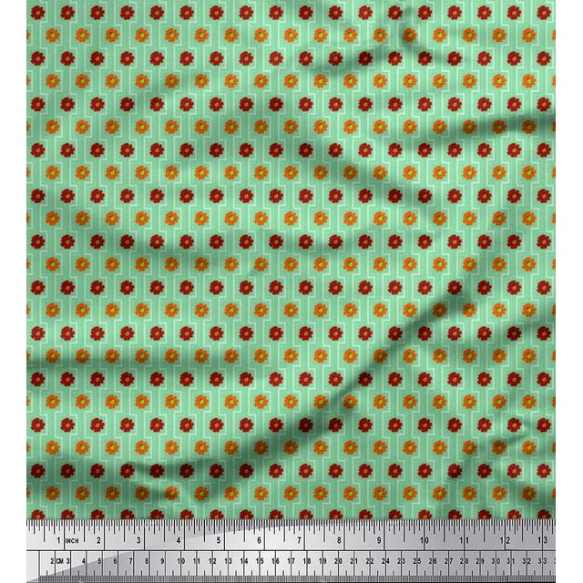 Soimoi polyester Crepe Fabric Artistic Floral Printed Craft Fabric by the Yard 42 Inch Wide