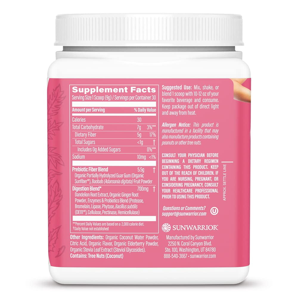 Sunwarrior Plant-Based Prebiotic Fiber Supplement | Shape Core Cleanser Probiotic Enzymes, 9.5 oz