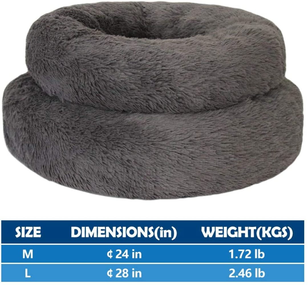 Faux Fur Pet Bed Washable Comfortable Donut for Small Medium Large Dogs and Cats ble Donut for Small Medium Large Dogs and Cats 28-in, White JOJEPET Calming Soft Dog Bed Cat Bed Plush 