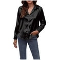 thumbnail image 2 of Utoimkio Women's Satin Silk Button Down Shirts Classic Fit Dress Shirt Work Business Blouses Casual Long Sleeve Tunic Tops for Women, 2 of 7