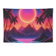 thumbnail image 5 of COMIO  Sun Tapestry Psychedelic Mountain Tapestry Synthwave Tapestry Abstract Wave Wall Tapestry Boho Coconut TreeTapestry Wall Hanging for Bedroom, 5 of 7
