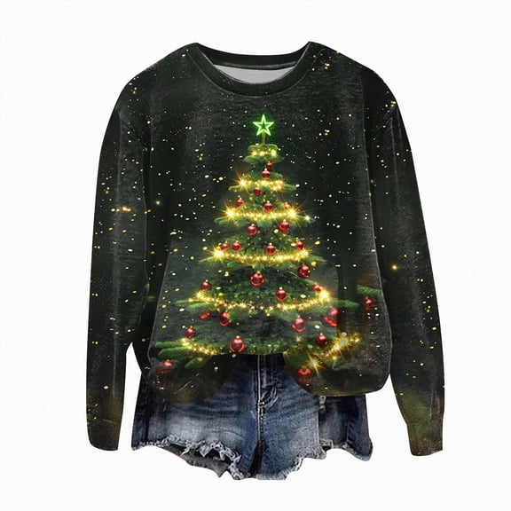 enyan Sweatshirts for Women Hoodies Oversized Crewneck Tops Sweaters Comfy Fall Winter Outfits Clothes 2025 Fashion Christmas Women's Hoodie Yellow,M