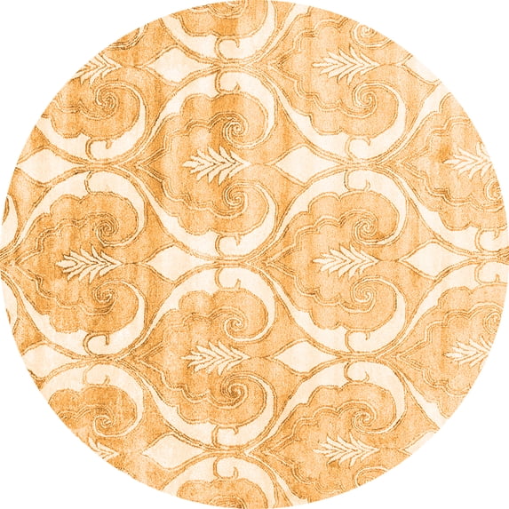 Ahgly Company Indoor Round Abstract Orange Contemporary Area Rugs, 6' Round