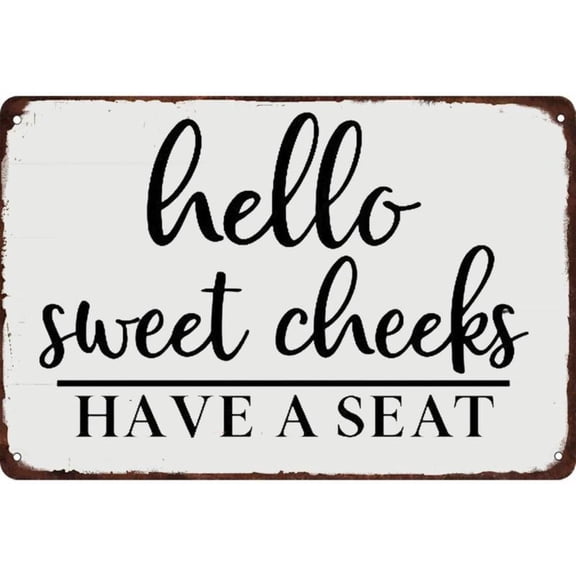 HELLOYOUNG Wind Chimes Metal Art "Hello Sweet Cheeks" Funny Bathroom Sign Wall Decor, Retro Vintage Plaque for Home Bar Cafe, Outdoor Garden Hanging Decor 8x12 Inch