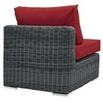 thumbnail image 2 of Afuera Living Aluminum and Rattan Patio Armless Sofa Chair in Canvas/Red, 2 of 3