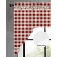 thumbnail image 2 of Country Star Plaid Swag Valances for Windows, Small Curtains Drapes, Retro Red American Farm Barn Berry Kitchen Window Curtains Over Sink Window Treatment Valance for Bedroom/Bathroom 56"x36", 2 of 5