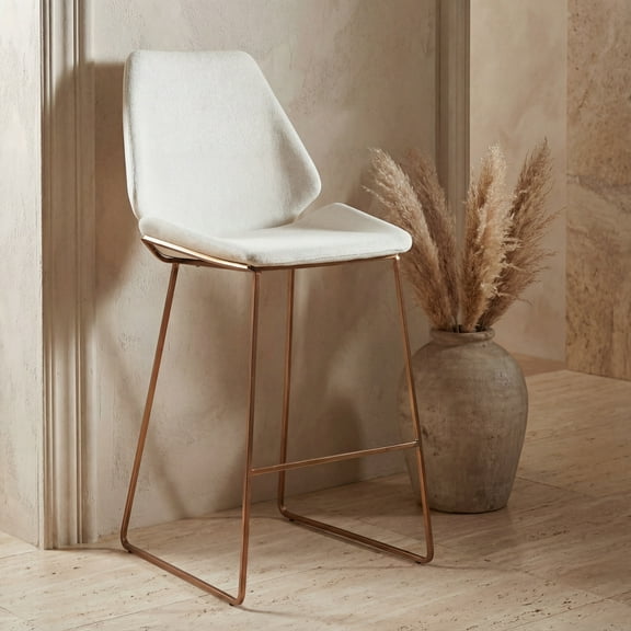 SAFAVIEH Masami Modern Style Counter Stool, White/Gold (19.8 in. W x 22 in. D x 40 in. H)