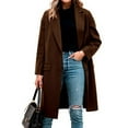 thumbnail image 5 of Women's Notch Lapel Coat, Single Breasted Long Jacket, Relaxed Fit Trench Coat, Casual Open Front Overcoat, Elegant Loose Fit Fall Winter Outerwear Brown XL, 5 of 9
