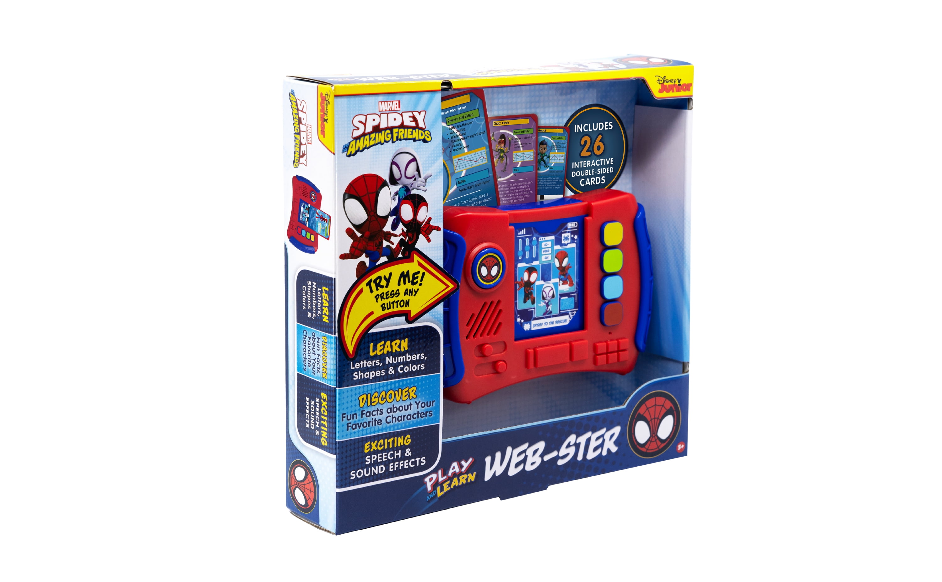 eKids Marvel Spidey and His Amazing Friends Webster Toddler Toy with Educational Games, Electronic Learning Systems