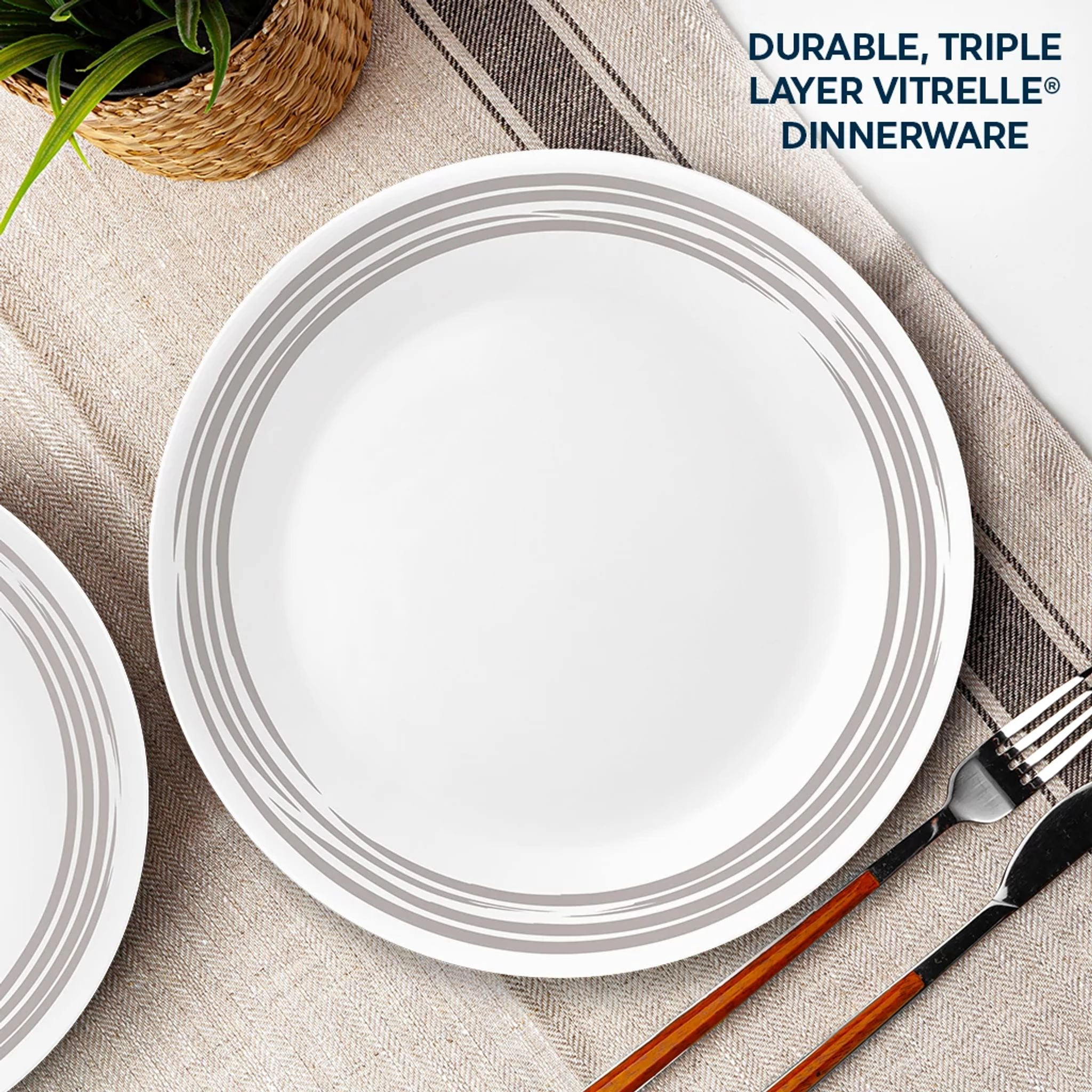 16-Piece Corelle Signature Praire Dinnerware Set in Gray, White 