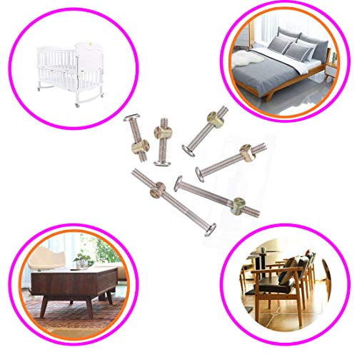 62pcs Crib Bunk Bed Furniture Hardware Replacement Kit Steel Hex Drive Socket 