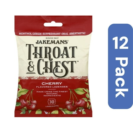 Jakemans Throat & Chest Menthol Cherry Lozenges 30 Pack (Pack Of 12)