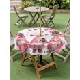 thumbnail image 4 of Outdoor Tablecloth with Umbrella Hole for Patio/Picnic/Party/Camping, Galentine's Day Waterproof Table Cloth Round Cover Washable, Pink Gnomes Love Heart Balloon Tree Branch (Dia 54"), 4 of 8