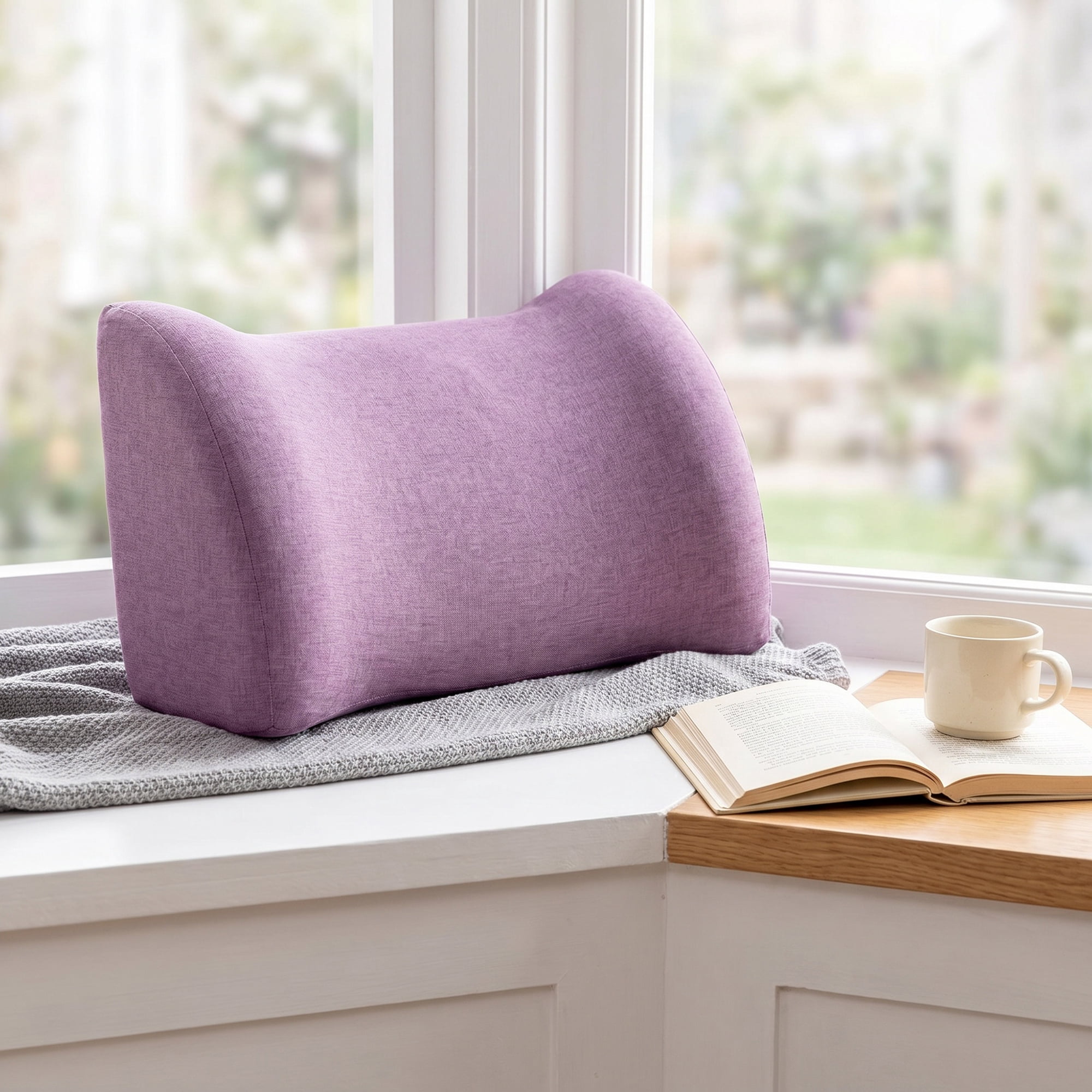Unique Bargains Lumbar Support Pillow Cotton Back Support Dark Purple 17.7" x 7.5" x 11"