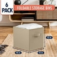 thumbnail image 6 of Ornavo Home Foldable Collapsible Storage Box Bins Shelf Basket Cube Organizer With Dual Handles - Set of 6 - 13 x 15 x 13 - Beige, 6 of 7