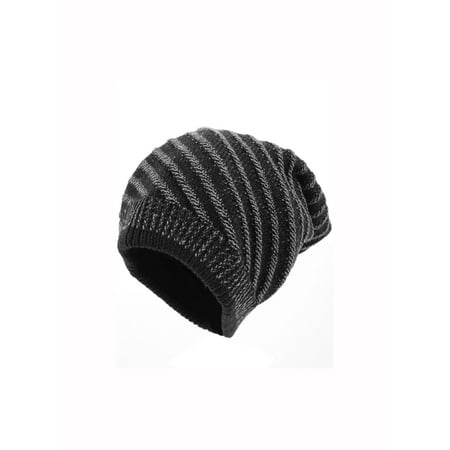Fabric Hat Pattern - Unique-Bargains Men's Elastic Striped Pattern Textured Knitted Beanie Hat