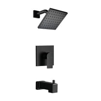 Cobbe 6-Inch Square Bathroom Rain Shower Faucet Set with Shower Head and Bathtub Faucet Wall-Mounted Matte Black