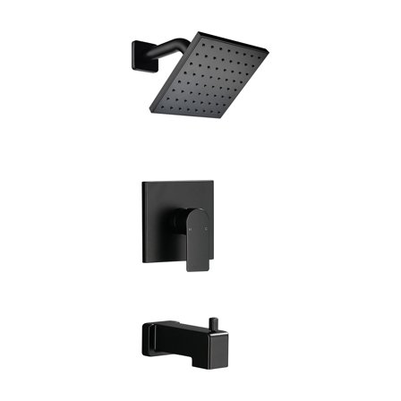 Cobbe 6-Inch Square Bathroom Rain Shower Faucet Set with Shower Head and Bathtub Faucet Wall-Mounted Matte Black