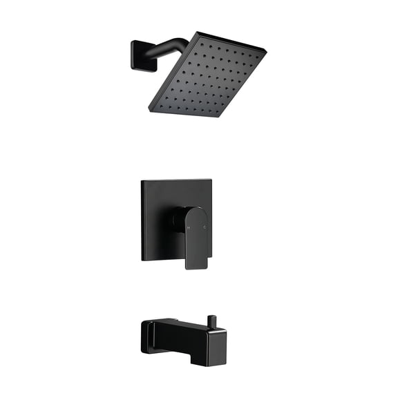 Cobbe 6-Inch Square Bathroom Rain Shower Faucet Set with Shower Head and Bathtub Faucet Wall-Mounted Matte Black