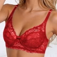 thumbnail image 2 of XFeng Women Floral Lace Underwire Bra, V Neck Adjustable Thin Straps Support Comfort Bra, 2 of 5