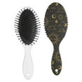 thumbnail image 2 of Starry Night Detangling Hair Brush – Vintage Celestial Paddle Brush with Soft Bristles, Mystical Sun and Moon Design, Wooden Handle Comb, 2 of 6