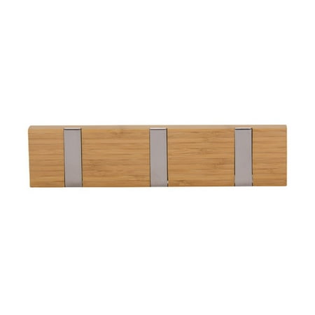 Household Essentials Bamboo Recessed 3 Hook Wall Coat Rack