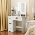 thumbnail image 4 of Wharick Vanity Desk with Mirror Small Makeup Vanity Table with 4 Drawers & 6 Opening Shelves Dressing Table for Women Girls Bedroom, 4 of 7