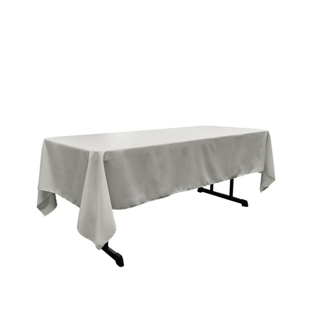 LA Mantel rectangular de popelina de poliéster de lino, 60 por 120 pulgadas, gris claro LA Linen TCpop60x120_GrayLgtP41
