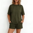 thumbnail image 3 of Sentmoon Ensembles 2 Pcs pour Femmes Hauts Amples pour Femmes et Shorts d'Entraînement pour Femmes Manches Courtes Col Rond Blouses Décontractées pour Femmes Hauts pour Dames avec Poches P-2TG, 3 of 8