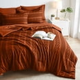 thumbnail image 6 of DHOLE King Size 7-Piece Bed in a Bag Comforter Set – Boho Tufted Shabby Chic Bedding, Ultra Soft Microfiber All-Season Vintage Farmhouse Duvet Cover Set with Pillow Shams - Orange, 6 of 12