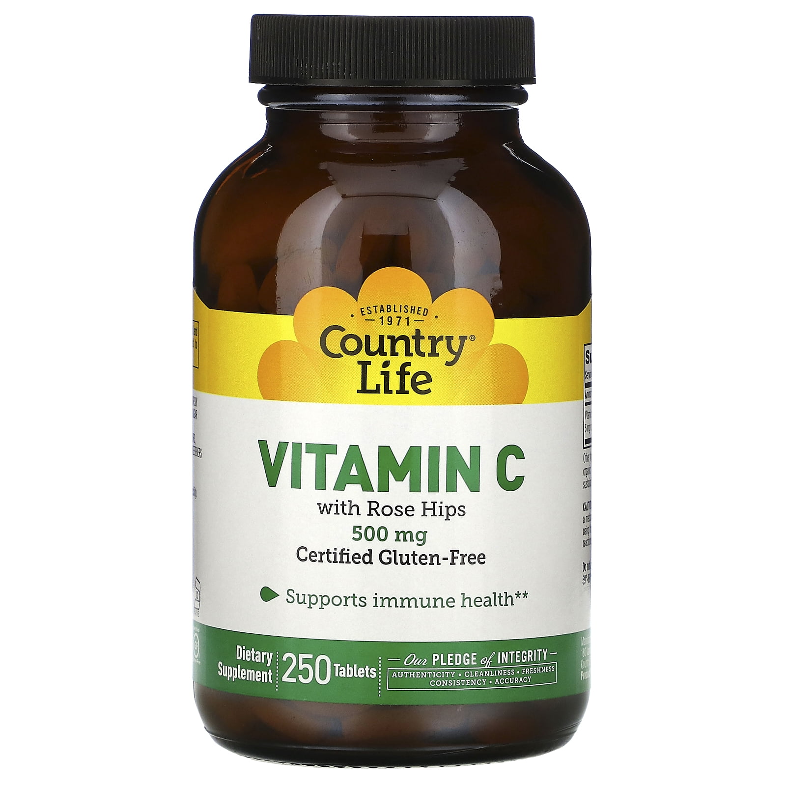 Vitamin C with Rose Hips, 500 mg, 250 Tablets, Country Life