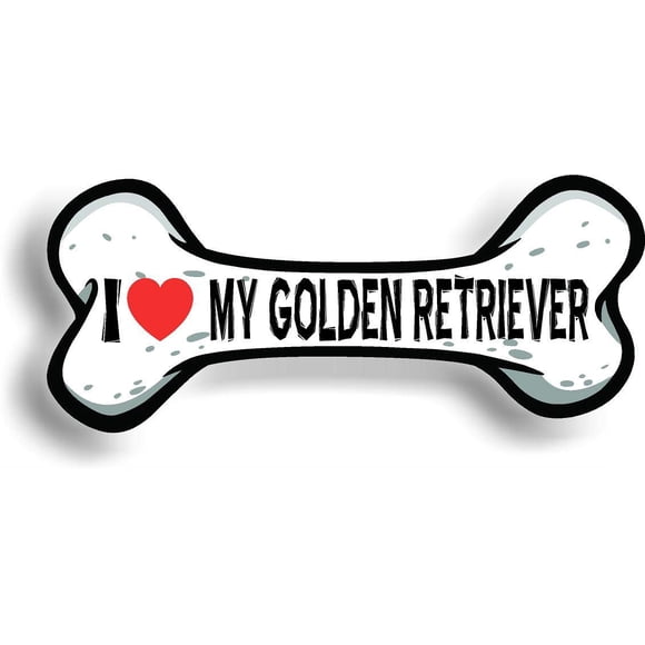 I Love My Golden Retriever Car Magnet Bumper Sticker 3"x7"