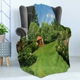 thumbnail image 4 of Garden Soft Flannel Fleece Throw Blanket, Peaceful Countryside Landscape with Blooming Roses Brick Path and a Small Gazebo, Cozy Plush for Indoor and Outdoor Use, 70" x 90", Multicolor, by Ambesonne, 4 of 5