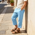 thumbnail image 4 of Boys Girls 100% Cotton Linen Lightweight Pants Pull On Joggers Active Pants for Kids, 4 of 9