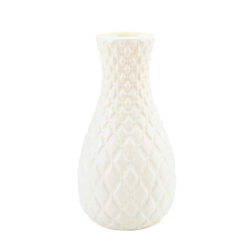 Ceramic Rustic Vase for Home Decor in Rattan Finish Brown and White Decorative F