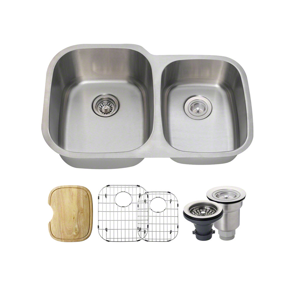 MR Direct 503L 16 Gauge Undermount Stainless Steel 32 in. Double Bowl
