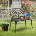 thumbnail image 3 of Zimtown Garden Patio Bench with Orchid Back , Aluminum Bench Chair For Backyard & Porch & Path, 38'' Bronze, 3 of 12