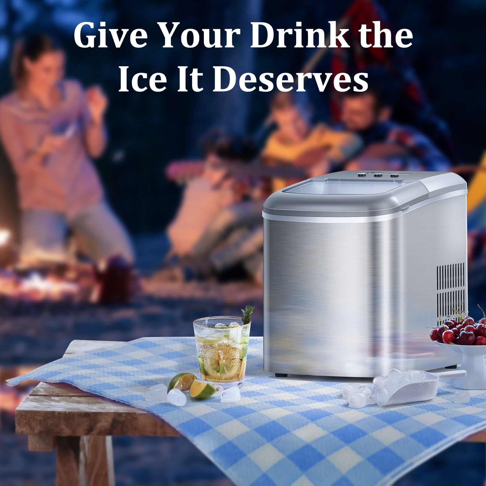 TaoTronics Ice Maker Countertop Machine 26lb/24H with LCD Display, Self-Cleaning Function and 9 Bullet Ice Cubes，2.1L Electric Ice Maker
