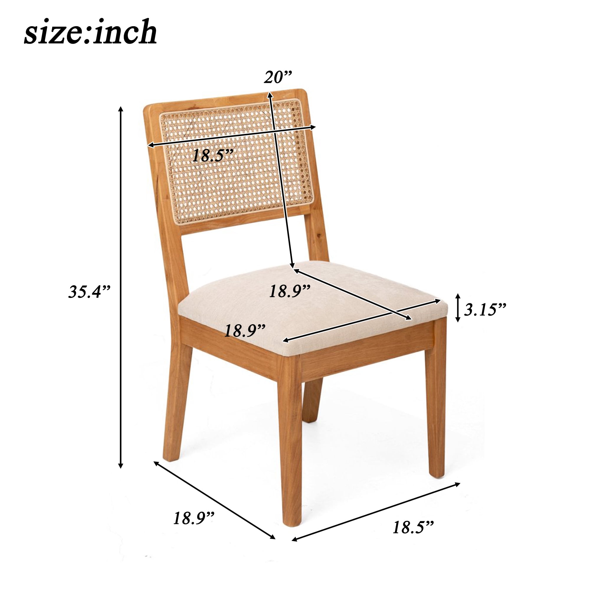 Mintazer Upholstered Dining Chairs Set of 2, Modern Minimalist Cream Fabric Kitchen Side Chairs for Apartment Cafe Home, Natural & Beige