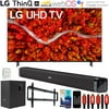 LG 50UP8000PUA 50 Inch 4K UHD Smart webOS TV (2021 Model) Bundle with Deco Gear Home Theatre Soundbar with Subwoofer, Wall Mount Accessory Kit, 6FT 4K HDMI 2.0 Cables and More