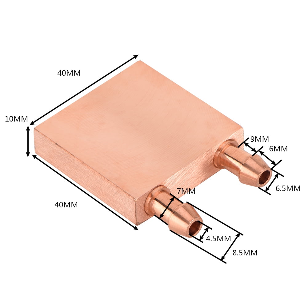Copper Water Cooling Block,Recuperative Heat Exchanger for Graphics GPU Head CPU,High Heat Transfer Efficiency,Diameter of Internal Flow Channel 6mm Round Hole Channel