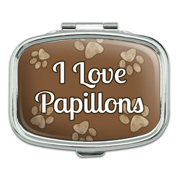 I Love Heart Dogs - Papillons - Rectangle Pill Box