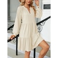 thumbnail image 5 of Woman Dresses Solid Color Long Sleeve Dress V Neck Mini Dress For pregnant women, 5 of 8