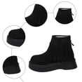 thumbnail image 7 of Fringe Boots for Women Suede Platform Round Toe Furry Lined Back Zipper Casual Warm Winter Ankle Booties, 7 of 7