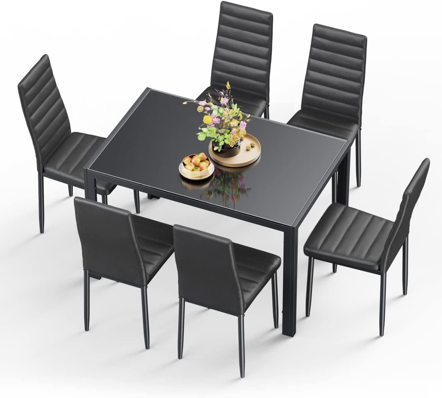Aiho Rectangular Six-Piece Dining Table Set with Chairs for Aiho Rectangular Six-Piece Dining Table Set with Chairs for