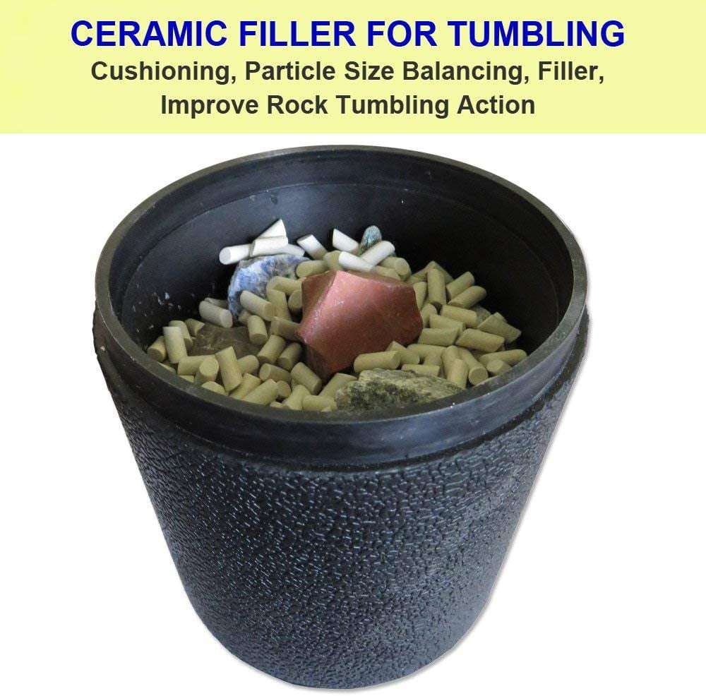 Rock Tumbling Ceramic Filler Media (Large Cylinder Size) by Polly Plastics | Non-Abrasive Ceramic Pellets for All Type Tumblers (3 lbs)